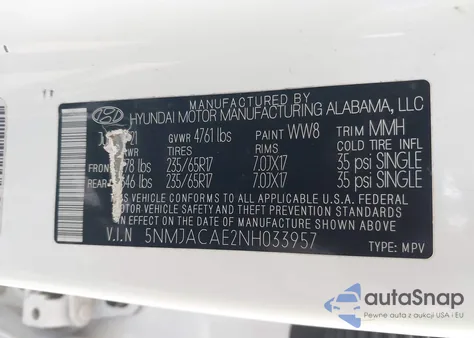 2022 Hyundai Tucson Se from USA, damaged, VIN 5NMJACAE2NH033957